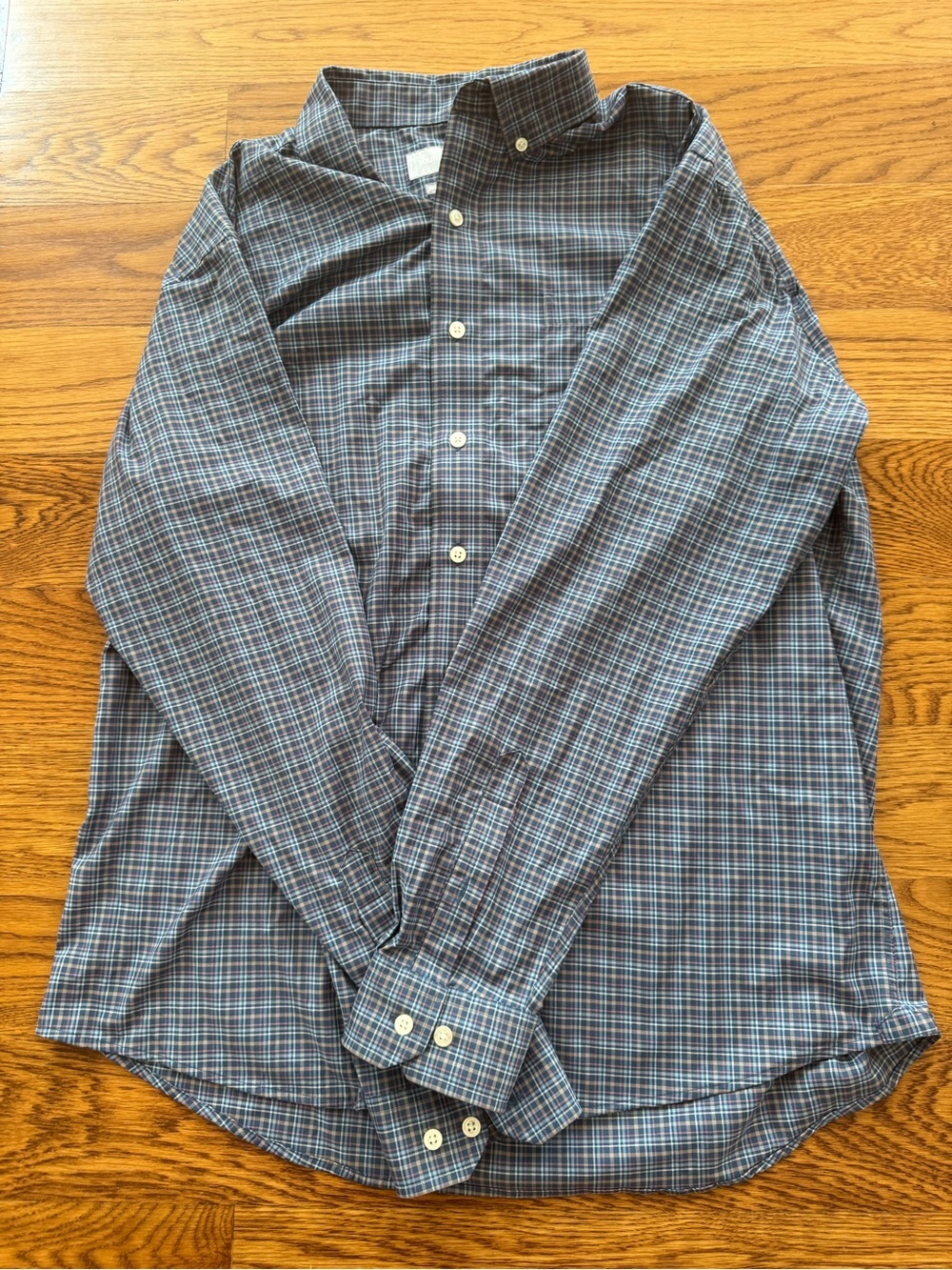 The Southern Shirt Company Men's Navy and Teal Plaid Button-Down Shirt